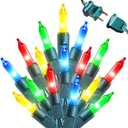 Christmas Lights -2 Pack Total 43FT 200 Count Conectable Waterproof String Lights Brighter Detachable Plug-in Lights Indoor & Outdoor for Christmas Decoration(Mulitcolor) (Multicolor)