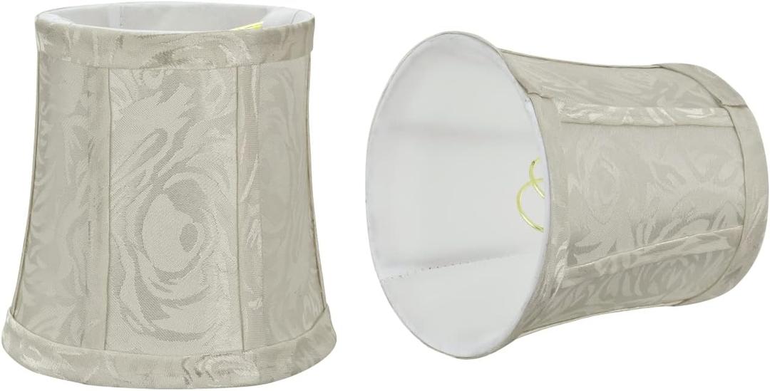 Aspen Creative 30363-2A, Bell Clip-On Chandelier Lamp Shade, Off-White, 4" Top x 5" Bottom x 5" Slant Height, Set of 2