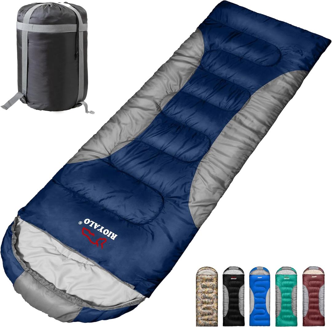 0 Degree Winter Sleeping Bags for Adults Camping (450GSM) - Temp Range (5F32F) Portable Waterproof Compression Sack- Camping Sleeping Bags for Big and Tall in Env Hoodie: Backpacking Hiking 4 Season (NAVY)