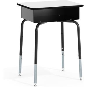 Flash Furniture Billie Student Desk - Gray Open Front Metal School Desk - 24"W x 18"D Adjustable Height, Durable Desk for School or Remote Learning