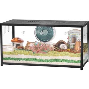 BUCATSTATE Hamster Cage Metal 2.0 - Large Hamster Enclosure Stackable with Top Access Easy Assemble 39.3L*19.7W*20.6H Inches Dwarf Syrian Hamster Tank for Gerbil, Mouse, Rat (774sq inch Black)