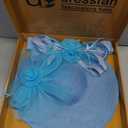 dressfan Wide Brim Fascinator Derby Hats for Women,20s Detachable Flower Hat with Headband for Derby Church Wedding Tea Party (Blue, M)