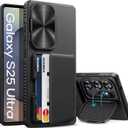 for Samsung Galaxy S25 Ultra Case Wallet, Built-in Stand & Card Holder & Camera Cover, Full Body Protective Rugged Multifunctional Wallet Kickstand Phone Cover Case for S25 Ultra 2025, Black