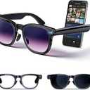 AI Smart Glasses with Camera, 8MP Camera Photos & 1080P Video Recording, Real-Time Translation, Voice Assistant, Open-Ear Audio for Vlogging, Travel, Business (3 Lenses)