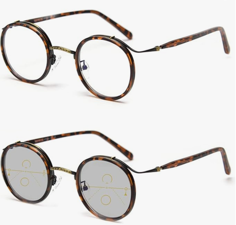 Cotia Reading Glasses Transition Photochromic Progressive Multifocus Reader For Men/Women Classic Round Eyewear(leopard, 2)