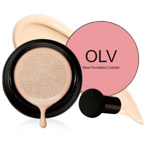 Glow Cushion Foundation, Mushroom Head Air Cushion CC Cream, Lightweight Face Makeup Foundation Moisturizing BB Cream Foundation Brighten Long-Lasting Full Coverage for All Skin Types (Warm)