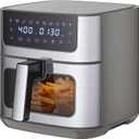 Sweetcrispy 6.34QT Air Fryer, 8-in-1 Air Fryers Oven with Visible Window, 400 Fast Heating, Nonstick Dishwasher-Safe Basket, Timer & Auto-Off, Stainless Steel, Grey, 13"wx10.8"dx11.4"h