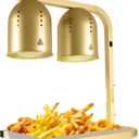 Heat Lamp for Food, with Two 250W Bulbs for Fast and Even Heating, Food Heat Lamp with Adjustable Height Stand, Commercial Food Warmer Lamp for Home, Fast Food Restaurant, Buffet, Bakery, Gold