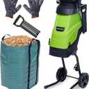 Electric Wood Chipper & Mulcher  15A Powerful Garden Shredder for Branches, Sticks & Yard Waste  Compact, Quiet & Easy to Use with Collection Bag