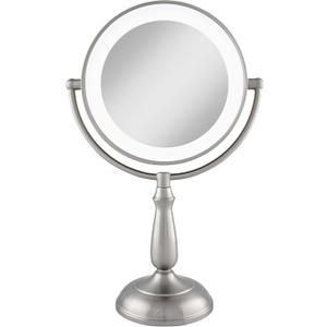 Zadro 11" Makeup Mirror with Lights and Magnification Dimmable Touch LED Lighted Makeup Mirror with Magnification (Satin Nickel)