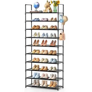 EWXZY 10 Tiers Shoe Rack for 40 Pairs - Versatile Storage Solution, Sturdy Metal Construction, Organized Accessory for Closet Bedroom - 70.86 x 23.26 x 11.81 inches - Black