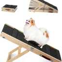 Small Dog Ramp, Dog Ramp for Bed, 13.7" W Foldable Pet Ramps for Small Dogs to Get on Couch Car - Adjustable from 10" to 19"- 32" Long with Non-Slip Mat for Dog Cat Climbing