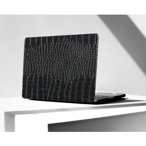 Compatible for MacBook Air 13 inch Case 2026 M5, 2022-2025 M4/M3/M2 A3449 A3240 A3113 A2681, Textured Luxury Crocodile Aligator Skin Snakeskin PU Leather Hardshell & Keyboard Cover, Shiny Black