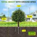 Suntee Artificial Cedar Topiary Trees with Ground Spike, 2 Pack Fake Bushes Topiary Trees Artificial Outdoor, UV Resistant Evergreen Outdoor Faux Plants for Garden Front Porch Decor (18.9in+7.1in)