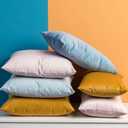 JUSPURBET Light Blue Throw Pillow Covers Set of 2 Decorative Velvet Pillow Covers for Couch Sofa Bed Soft Lumbar Cushion Covers with Invisible Zipper for Living Room Home Decor,14x24 inch