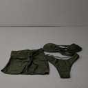SHENHE Women's 3 Piece Swimsuit One Shoulder Ruched Cut Out Bikini Set with Cover Up Skirt (Army Green) S
