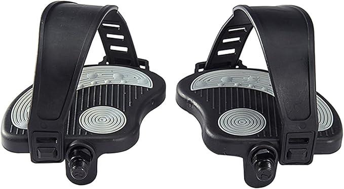 Exercise Bike Pedals with Straps for Peloton Bike, Spin Cycling Bike, Indoor Exercycle Bike, Stationary Recumbent Bicycle Replacement Parts, Size 9/16