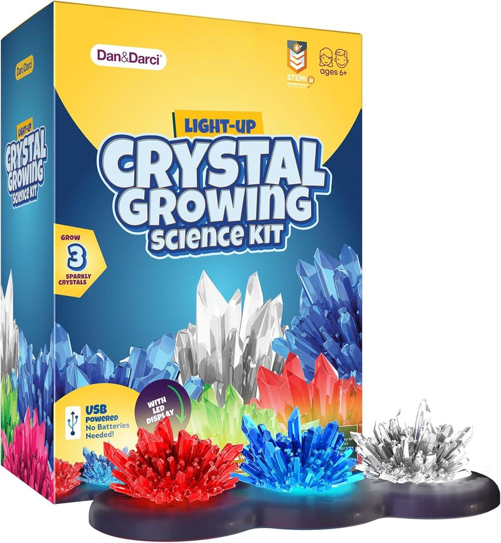 Crystal Growing Kit for Kids - Science Experiments for Boys and Girls Ages 6-12 Year Old Girl Gifts - Boy Toys STEM Crafts Activities, DIY Projects - Gift for Kids Age 6 7 8 9 10 11 12 (Light-up)