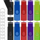 AreTop 32GB USB C Thumb Drive Dual USB 2.0 Flash Drive 32GB USB Drive Swivel Design 2-in-1 Portable Type-C Memory Stick for Android Smartphone, Computers, MacBook, Tablets, PC, 10 Pack