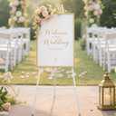 GRENTY 46.7" Easel Stand for Wedding Signs No Assembly Needed, Heavy Duty Metal Display Stand for Art, Welcome Signs, Posters, Pictures, Paintings, and Floor Dcor