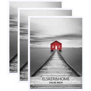 ELSKER&HOME 24x36 Poster Frame 3 Pack, White Picture Frame for Horizontal or Vertical Wall Mounting, Sturdy and Scratch-proof