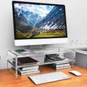 Egchi Acrylic Monitor Stand, 2 Tiers Computer Monitor Riser(20x8x5.5 Inch), Monitor Riser/Computer Stand for Home,Office,Business,PC Desk Stand for Keyboard Storage& Multi-Media Laptop Printer Screen