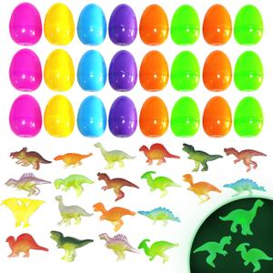 24Pack Easter Eggs with Glow in The Dark Mini Dinosaur Easter Basket Stuffers Party Supplies Outdoot Hunting