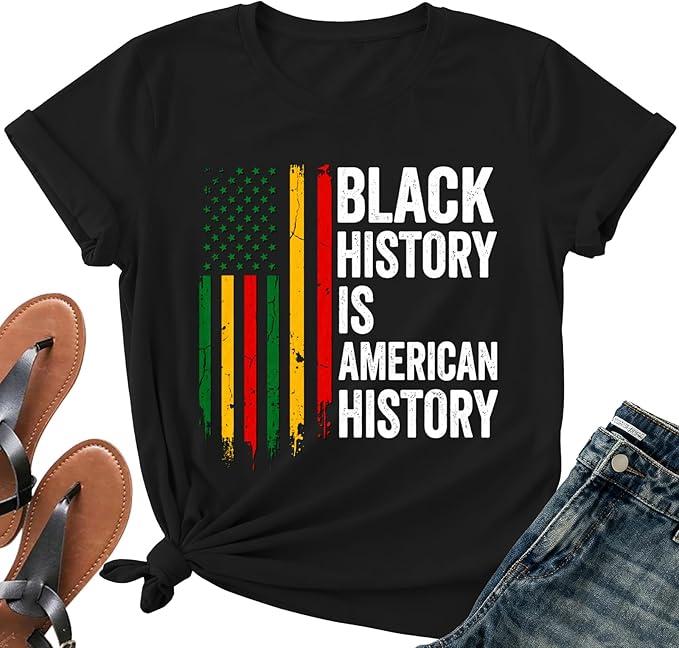 Juneteenth Shirts for Women-Black History is American History Tee Tops African American Short Sleeves Black S
