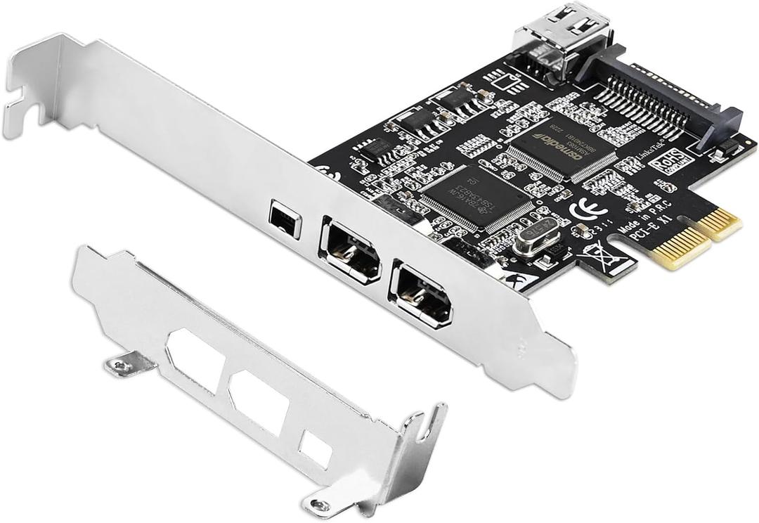 4-Ports PCIE 1394A Firewire 400 Card for Windows OS and MAC OS PCs, TI TSB43AB23, 3X 6Pin and 1X 4Pin 1394A Interface, with 4Pin to 6Pin 1394A Cables and Low Profile Bracket (PCIE-TSB43AB23)