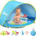 Zooawa Baby Beach Tent, Pop Up Beach Tent Sun Shade for Beach, Portable Shade Pool UV Protection Sun Shelter for Infant with Beach Sand Toys Set, No Pattern, Blue