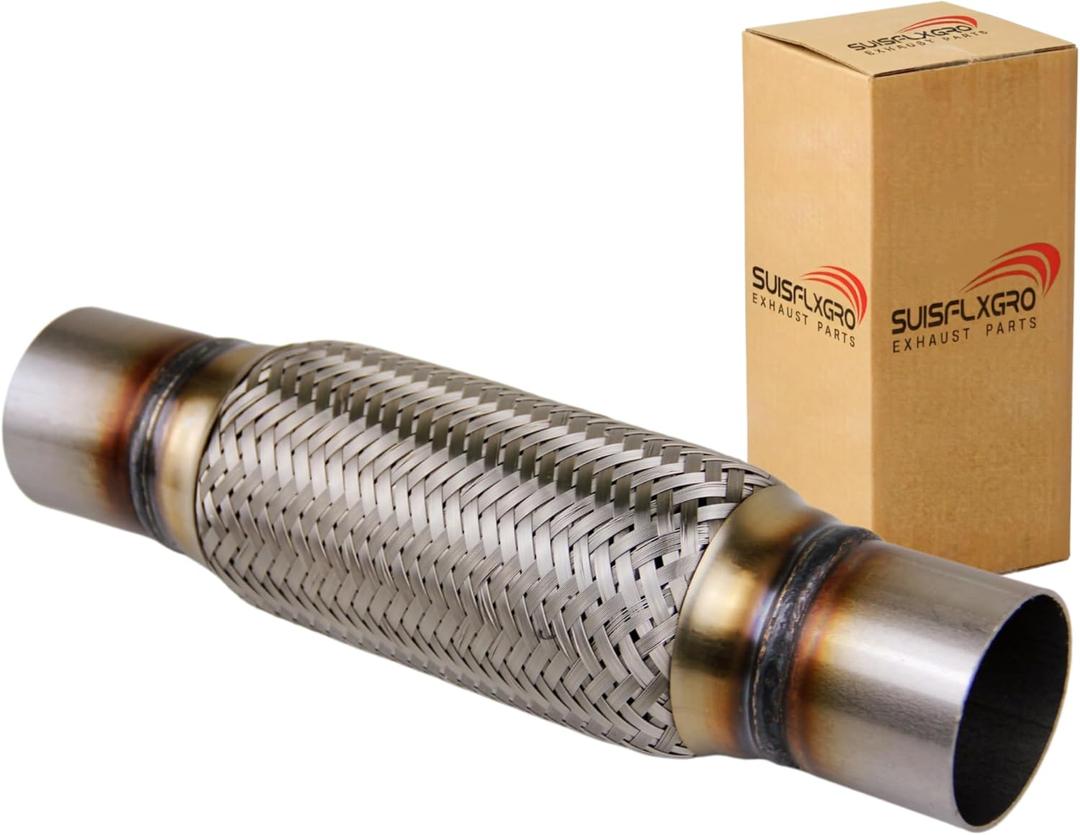 Exhaust Flex Pipe Universal Type 100% Stainless Steel For Heavy Duty and Cars (1 PC, 2.25X8X12)