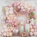 Pink Balloon Arch Kit,Pink White Balloon Arch Garland Kit,120Pcs Light Pink Dusty Pink Sand White Balloons with 18/12/5 Inch Different Sizes for Bridal Wedding Boho Gender Reveal Baby Shower Birthday