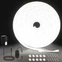 Neon LED Strip Lights, 16.4ft/5m Cool White Neon Light Strip,24V Dimmable Waterproof LED Lights, Flexible Neon Lights for Bedroom Kitchen Indoor Outdoor Decoration (Power Adapter Included)