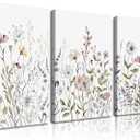 3 Pcs Colorful Wildflower Canvas Wall Art Watercolor Botanical Floral Wall Decor Pictures Minimalist Flower Prints for Living Room Bedroom Home Decoration (12x16in)