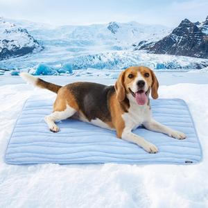ZOMISIA Cooling Mat for Large Dogs - Thin Portable Pet Cooling Pad, Breathable and Washable Cool Fiber with Non-Slip Bottom, Outdoor Use for Summer, 36x27, Blue