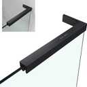 Shower Door Support Bracket, Stainless Steel Stabilizer Brace for 1/4"(6mm) 5/19"(8mm) 1/2"(10mm) Framless Shower Glass Door, 9.45 Inch Long, 3.4 Inch Right Bar, Matte Black (Glass on Right)