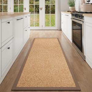 Washable Hallway Runner Rug 2x6 Jute Like Kitchen Runner Mat Rugs Non Slip, Woven Soft Entryway Farmhouse Runner Boho Floor Carpet for Indoor Laundry Hall Backdoor Bedroom Living Room, Brown