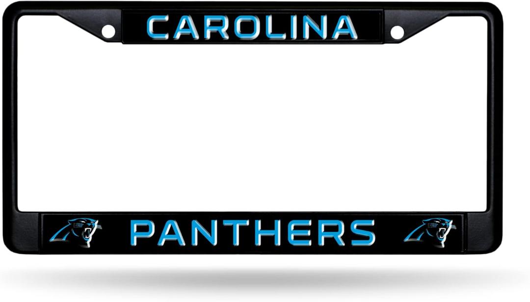 Rico Industries NFL Football Primary Black Chrome Frame with Plastic Inserts 12" x 6" Car/Truck Auto Accessory