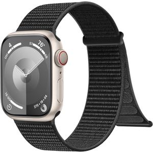 Sport loop Nylo Bands Compatible with Apple Watch Bands for Women 40mm 44mm 38mm 41mm 42mm 45mm 46mm 49mm for Men, Adjustable Sport Bands for iWatch Series 11/10/9/8/7/6 SE/Ultra 3 2 1(Black)