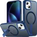 for iPhone 14 Case with Kickstand, Compatible with MagSafe, [Invisible Stand] Anti-Slip Shockproof Military-Grade Protection, Magnetic Slim Translucent Phone Case for iPhone 14 (Blue)