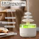 Bedroom Cloud Rain Humidifier, Essential Oil Diffuser with 7-Color LED Mood Light, Bedroom Sleep Aid with White Noise Rain Sound, Auto Shutdown Protection, Suitable for Home/Office/Daycare (White)
