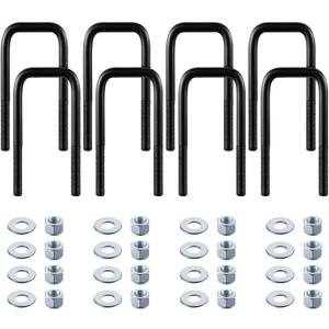 Shimeyao 8 Pcs Square Extended U Bolts 8.5 Long x 2.5 Wide x 9/16 Threads Extra Long Rectangular Bend U-Bolts with Hardware