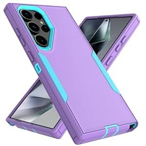 ZX Zenixy for Samsung Galaxy S24 Ultra Case, Heavy Duty Shockproof Protective Phone Case with Dual Layer Protection (Purple) (7Count)