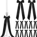 12 Pcs Black Candlestick Bows Decor 13 Inch Large Coquette Decorations Bows for Table Self Adhesive Candle Holder Gift Wrapping Wedding Bridal Shower Bachelorette Party Centerpieces