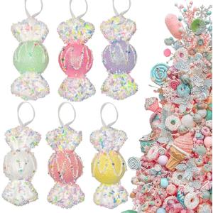 6Pcs 5.5inch Christmas Candy Land Ornaments Decoration,Hanging Candy Cane Crafts for Xmas Tree Dcor,Ideal for Xmas, New Year, Birthdays, Weddings & Home Parties