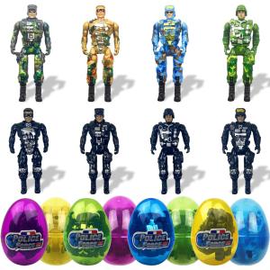 Anditoy 8 Pack Jumbo Police & Soldier Deformation Eggs Prefilled Easter Eggs with Toys Inside for Kids Boys Girls Easter Basket Stuffers Gifts Party Favors