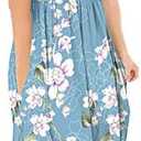 DB MOON Women Summer Casual Short Sleeve Dresses Empire Waist Dress with Pockets, size small