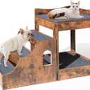 Super Large Multi-Level Pet Bunk Bed for Dog and Cat, Window Perch with Stairs, Pet Bed Couch for Bedside, Home, Indoor Use (Medium)