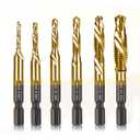 6 Packs Titanium Combination Drill & Taps Bit Set SAE 6-32nc 8-32nc 10-32nc 10-24nc 12-24nc 1/4-20nc. (6 Pcs Drill Tap Set)