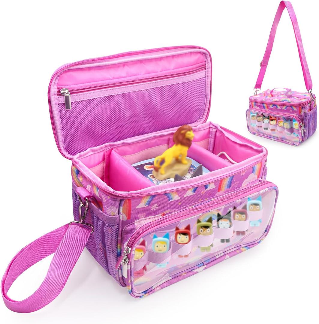 Taladad for Tonies Carrying Case, Toniebox 1 2 Case for Tonies Figures,Tonie Characters, Tonies Storage and Organizer with Shoulder Strap,Tonies Box Starter Set,Toniebox 2 Audio Player Bundle (Pink)